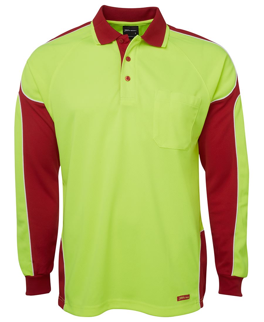 JBs Wear JB's HV 4602.1 L/S ARM PANEL POLO LIME/BLACK-XS 6AP4L