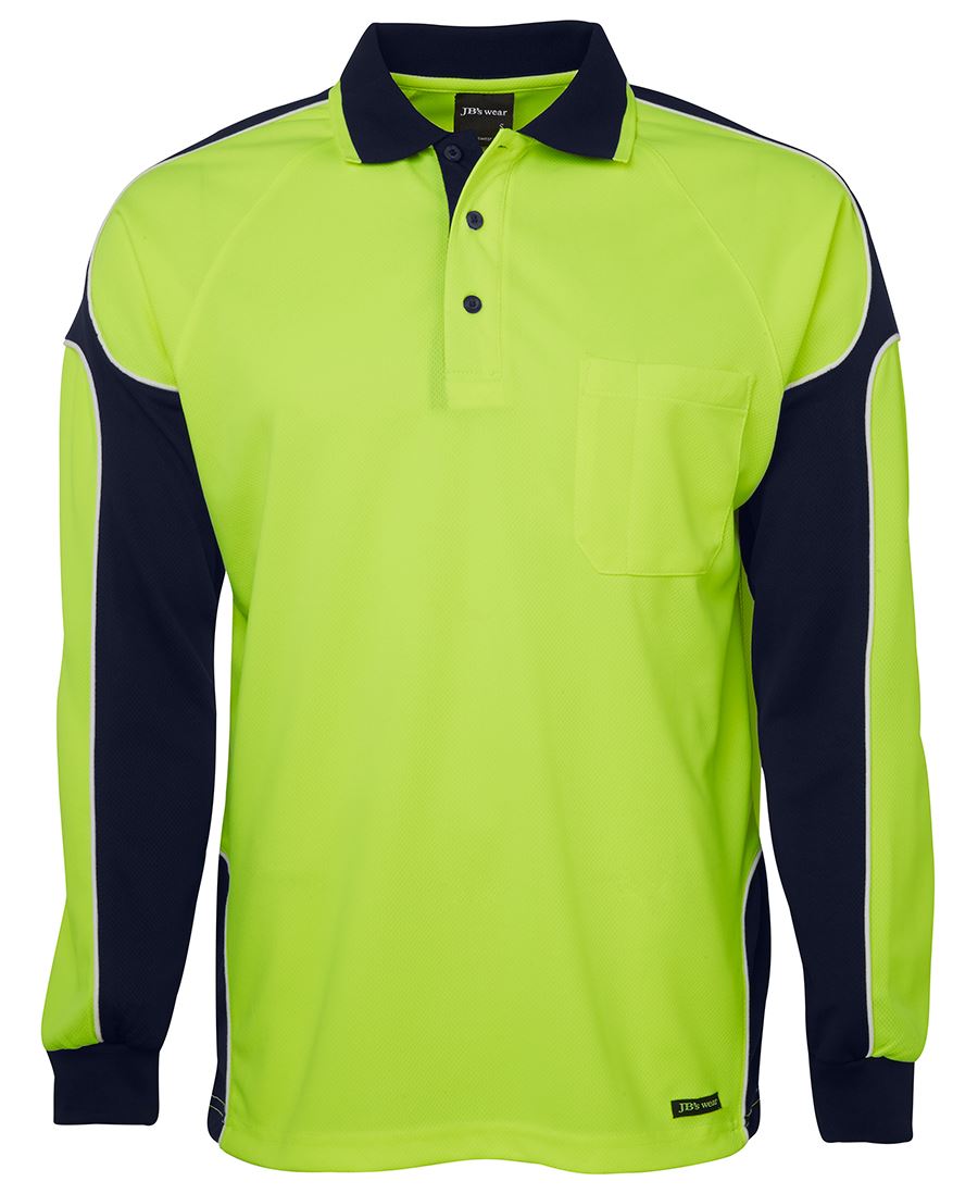 JBs Wear JB's HV 4602.1 L/S ARM PANEL POLO LIME/BLACK-XS 6AP4L
