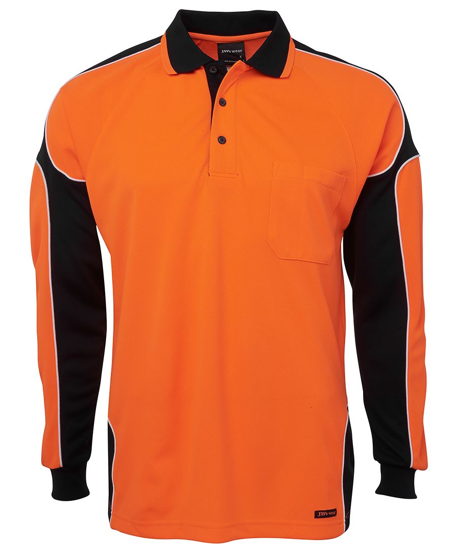 JBs Wear JB's HV 4602.1 L/S ARM PANEL POLO LIME/BLACK-XS 6AP4L