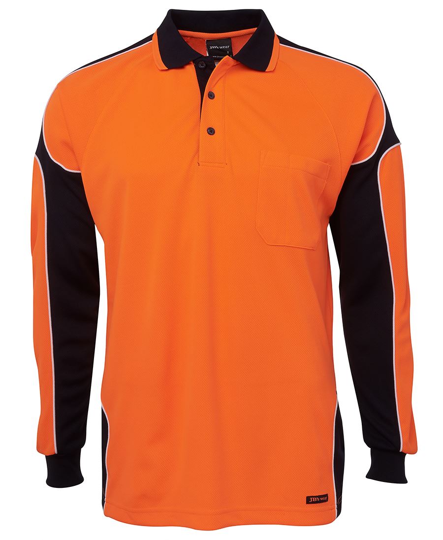 JBs Wear JB's HV 4602.1 L/S ARM PANEL POLO LIME/BLACK-XS 6AP4L