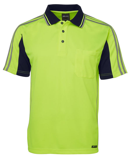JB's HV 4602.1 S/S ARM TAPE POLO LIME/NAVY-XS