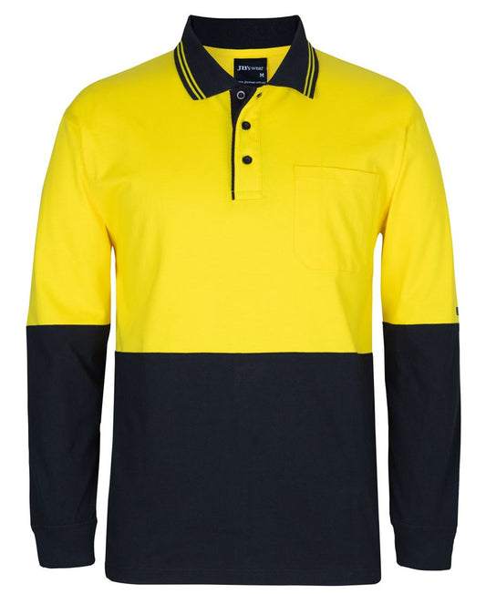 JB's HV L/S COTTON POLO YELLOW/BLACK -XS