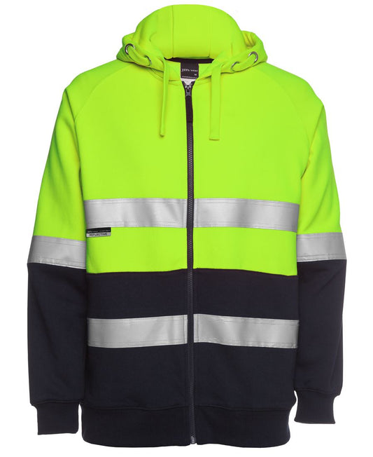 JB's HV (D+N) FULL ZIP FLEECY HOODIE LIME/NAVY - XS