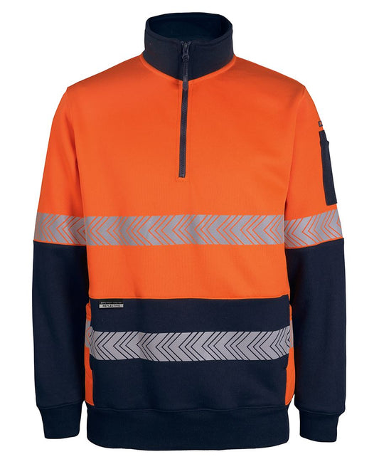JB's HV 330G 1/2 ZIP SEGMENTED TAPE FLEECE ORANGE/NAVY-XS