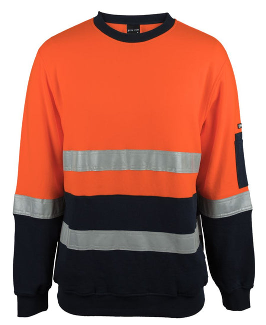 JB's HV 310 (D+N) COTTON CREW NECK FLEECE ORANGE/NAVY -XS