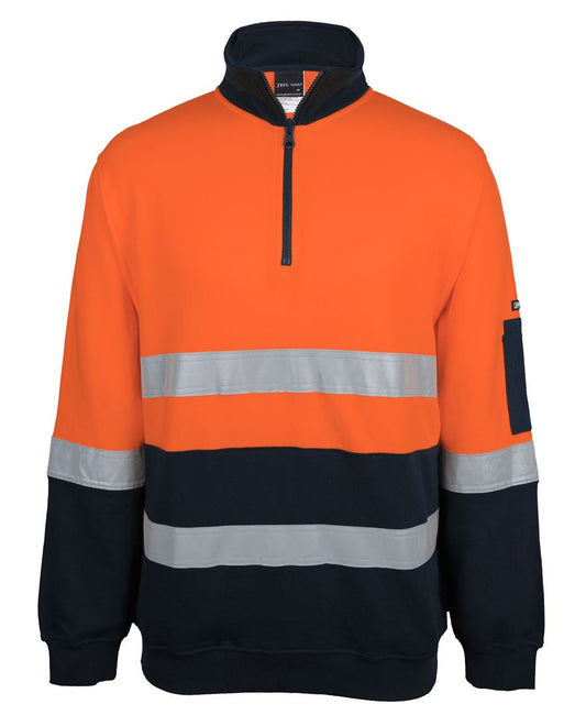JB's HV 310 (D+N) COTTON 1/2 ZIP FLEECE ORANGE/NAVY -XS