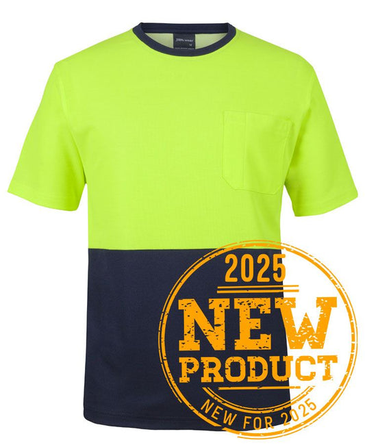 JB's HV COTTON BACK TEE LIME/NAVY - XS