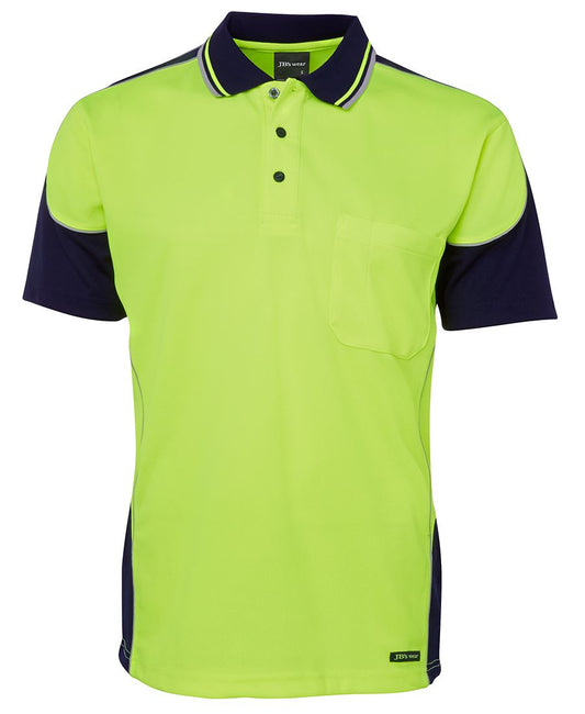 JB's HV 4602.1 S/S CONTRAST PIPING POLO LIME/NAVY -XS