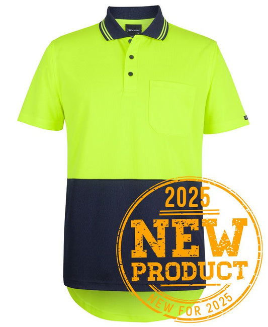 JB's HV S/S DROP TAIL POLO LIME/NAVY - XS
