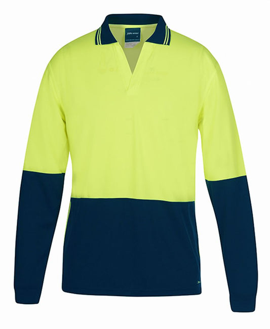JB's HV 4602.1 L/S NON BUTTON POLO LIME/NAVY - XS