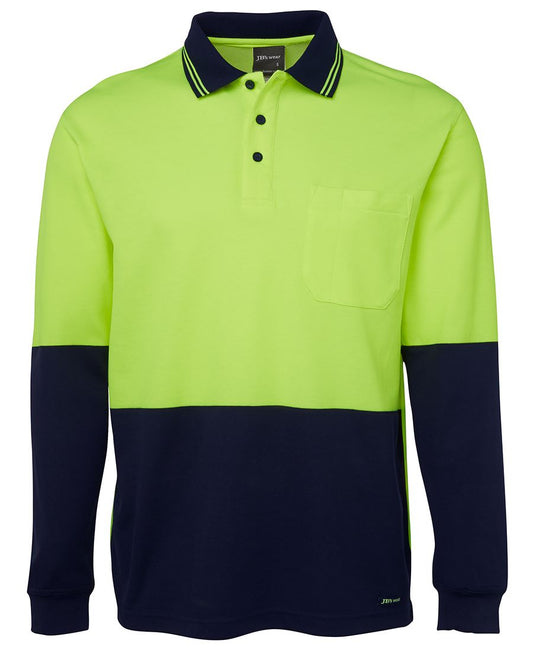 JB's HV L/S COTTON BACK POLO LIME/NAVY-XS
