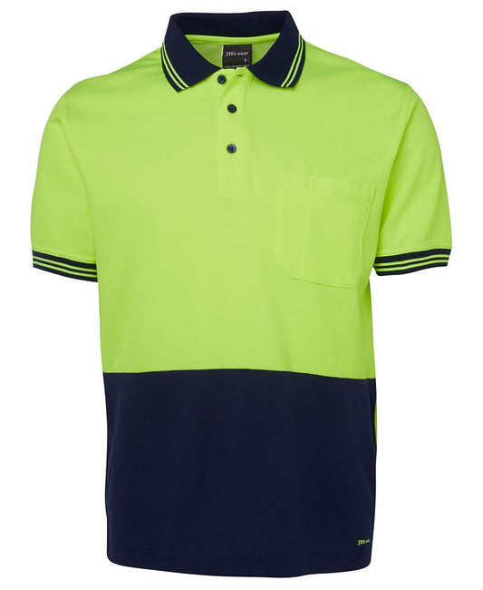 JB's HV S/S COTTON BACK POLO LIME/NAVY-XS