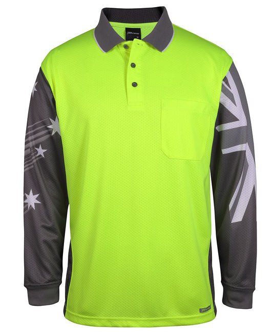 JB's HV L/S SOUTHERN CROSS POLO LIME/CHARCOAL - XS