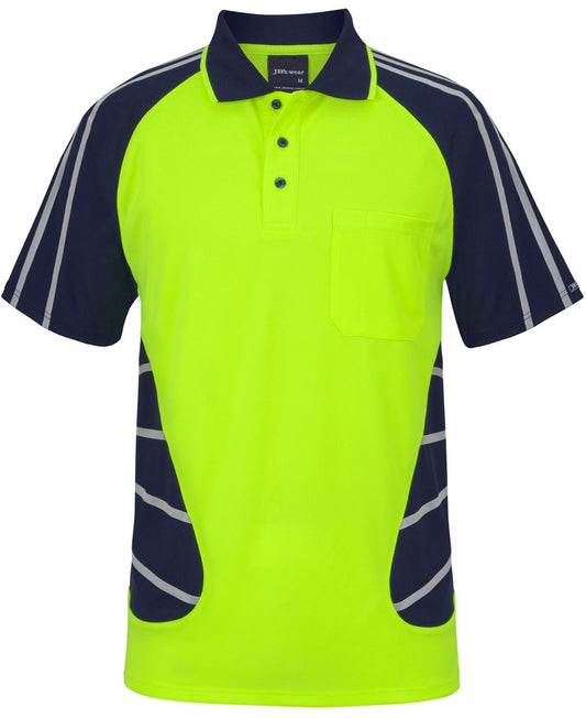 JB's STREET SPIDER POLO W/ REFLECTIVE STRIPE LIME/NAVY-XS