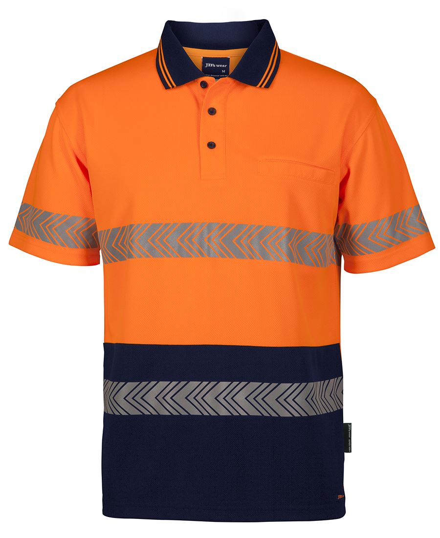 JBs Wear JB's HV S/S SEGMENTED TAPE POLO LIME/NAVY - XS 6HSST