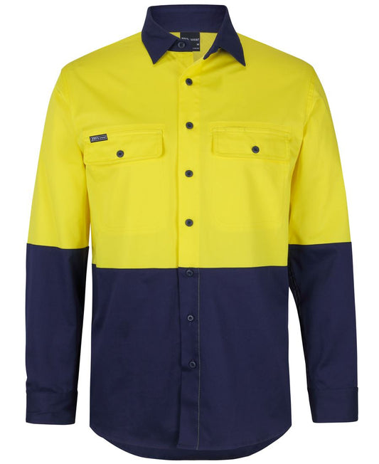 JB's HV L/S STRETCH WORK SHIRT YELLOW/NAVY - XS