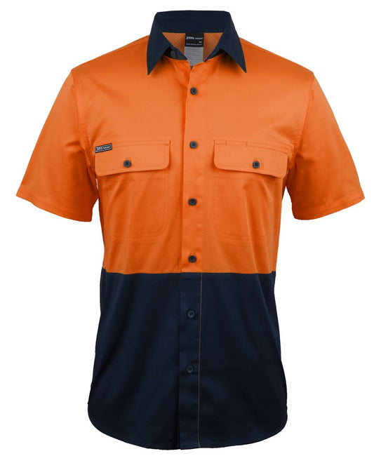 JB's HV S/S STRETCH WORK SHIRT ORANGE/NAVY - XS