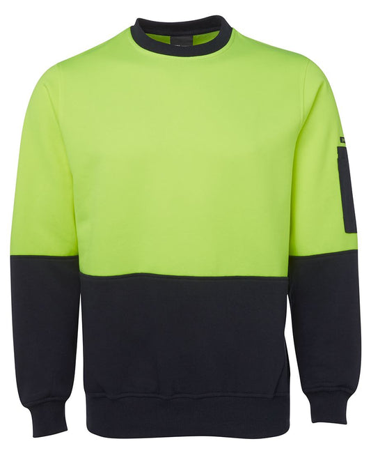 JB's HV FLEECY CREW LIME/NAVY -XS