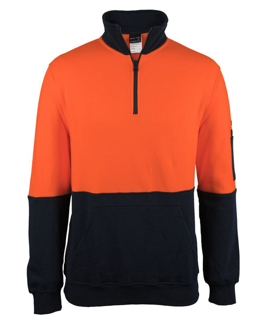 JB's HV 310 COTTON 1/2 ZIP FLEECE ORANGE/NAVY -XS