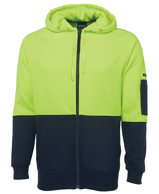 JB's HV FULL ZIP FLEECY HOODIE LIME/NAVY -XS
