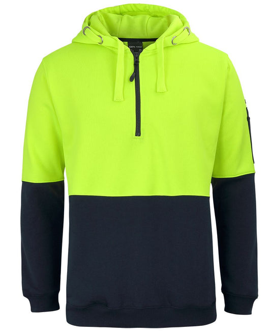 JB's HV 1/2 ZIP FLEECY HOODIE LIME/NAVY -XS