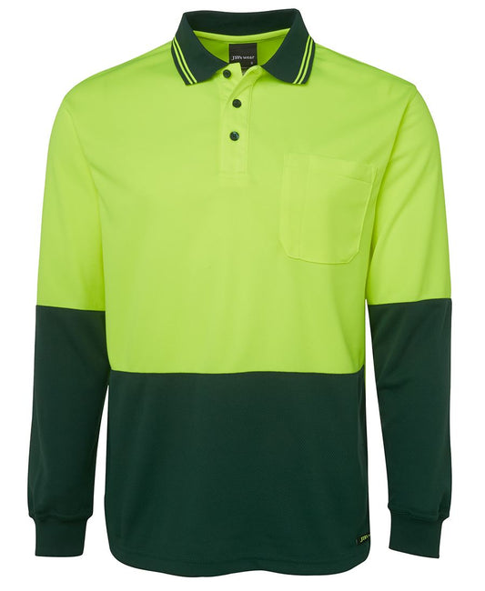 JB's HV L/S TRAD POLO LIME/BOTTLE -XS