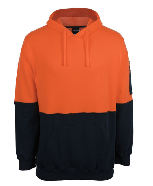 JB's HV 310 COTTON PULL OVER FLEECE HOODIE ORANGE/NAVY -XS