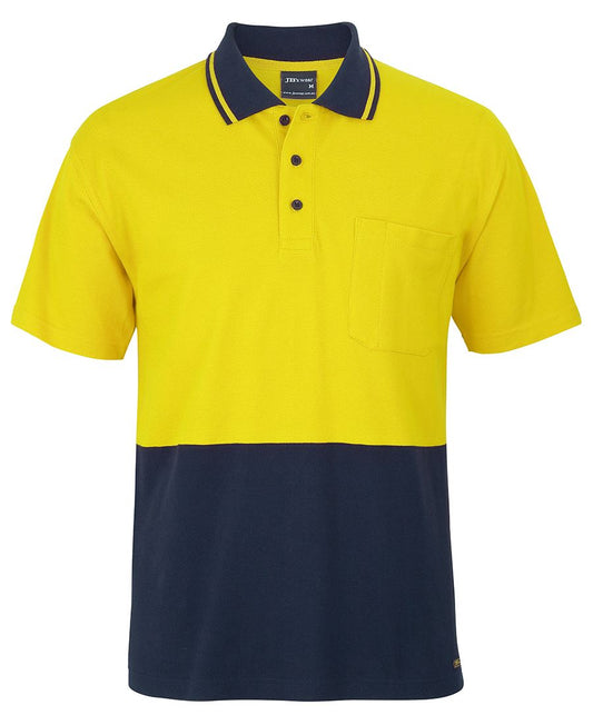 JB's HV S/S COTTON PIQUE TRAD POLO YELLOW/NAVY - XS