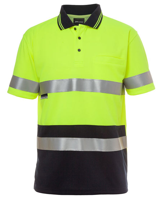 JB's HV S/S NON CUFF (D+N) TRAD POLO LIME/NAVY-XS
