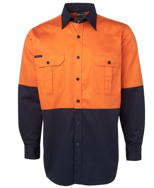 JB's HV L/S 190G SHIRT ORANGE/NAVY-XS