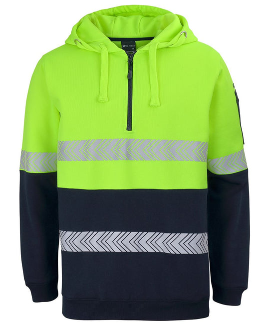 JB's HV (D+N) 1/2 ZIP SEGMENTED TAPE HOODIE LIME/NAVY-XS