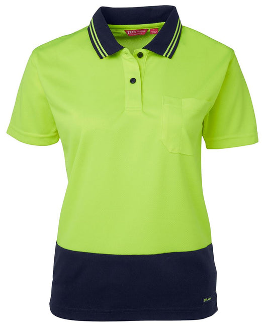 JB's LADIES HV S/S COMFORT POLO LIME/NVY -06