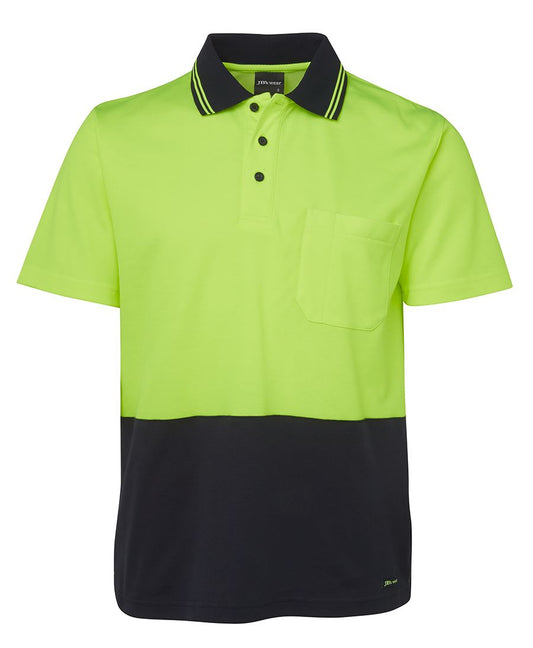 JB's HV NON CUFF S/S COTTON BACK POLO LIME/NAVY-XS