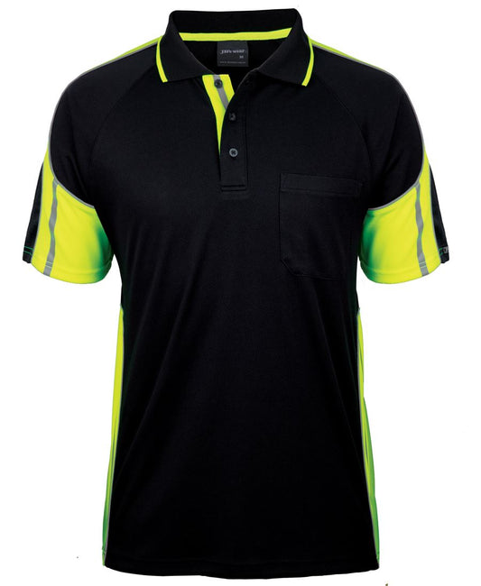 JB's S/S STREET PANEL POLO BLACK/LIME-XS
