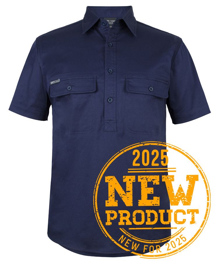 JB's S/S 150G STRETCH CLOSE FRONT WORK SHIRT NAVY - XS