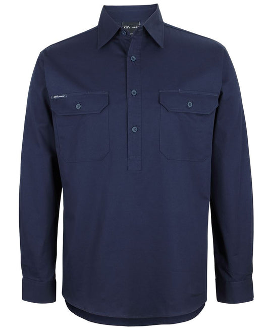 JB's CLOSE FRONT L/S 150G WORK SHIRT NAVY - XS