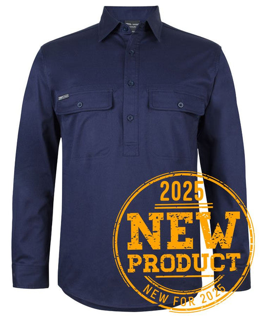 JB's L/S 150G STRETCH CLOSE FRONT WORK SHIRT NAVY - XS