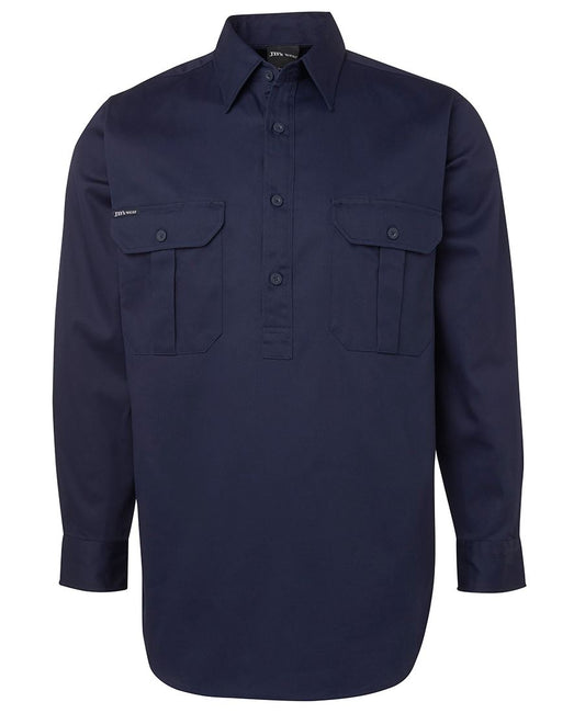 JB's CLOSE FRONT L/S WORK SHIRT NAVY -S