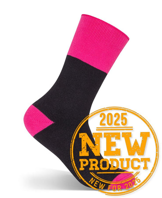 JB's LADIES ULTRA THICK BAMBOO WORK SOCK BLACK/PINK - 5-8