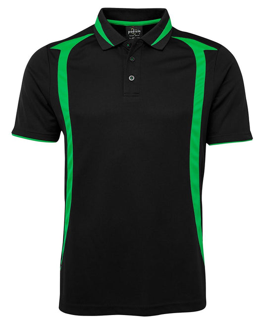 PODIUM SWIRL POLO BLACK/PEA GREEN - S