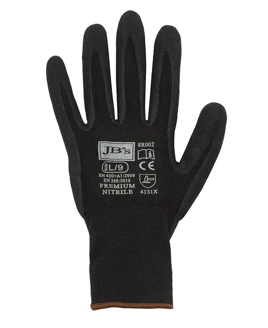 JB's PREMIUM BLACK NITRILE BRTHABLE GLOVE (12 PK) - S-07