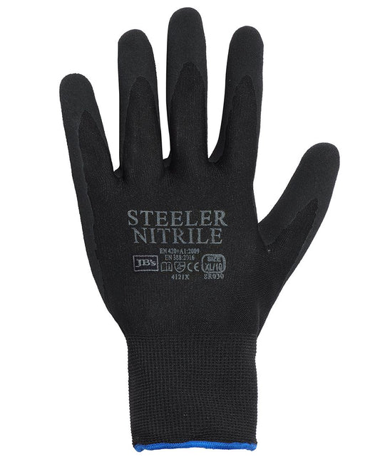 JB's STEELER SANDY NITRILE GLOVE (12PK) BLACK/BLACK-S - 07