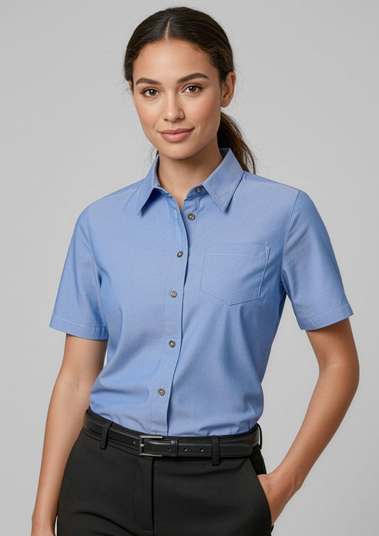 Womens Chambray Short Sleeve Shirt