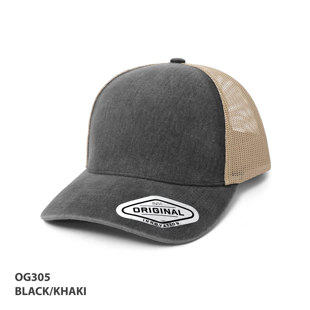 Grace Collection OG305 Seamless Front Washed Mesh Cap