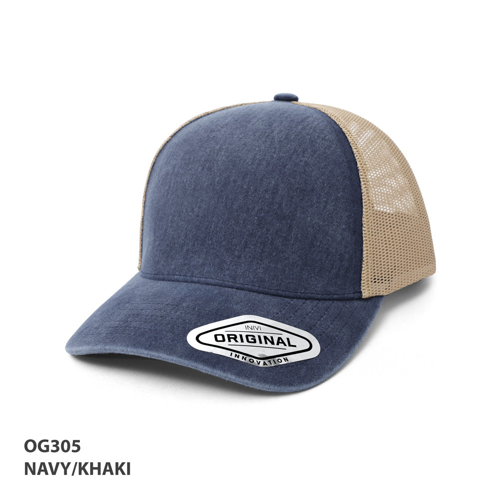 Grace Collection OG305 Seamless Front Washed Mesh Cap