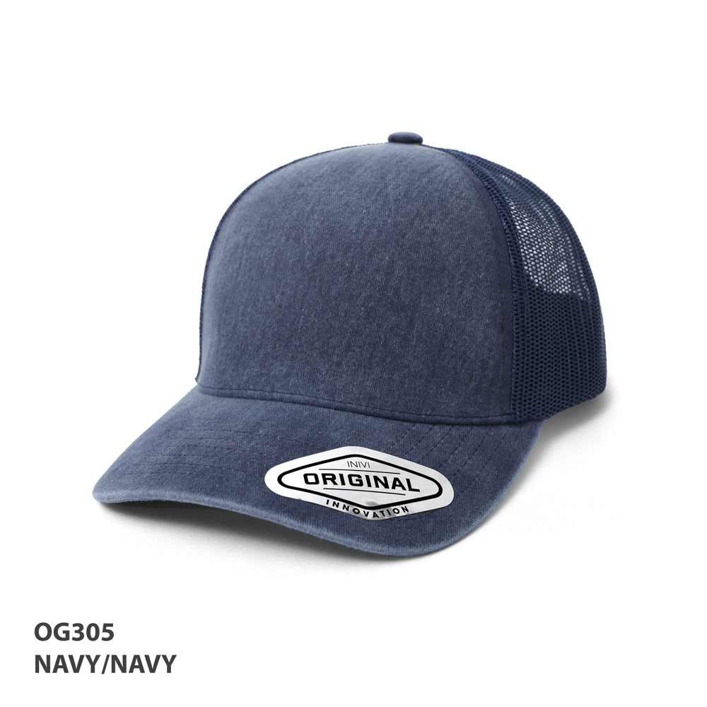 Grace Collection OG305 Seamless Front Washed Mesh Cap