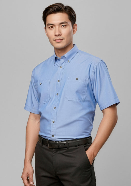 Mens Chambray Short Sleeve Shirt