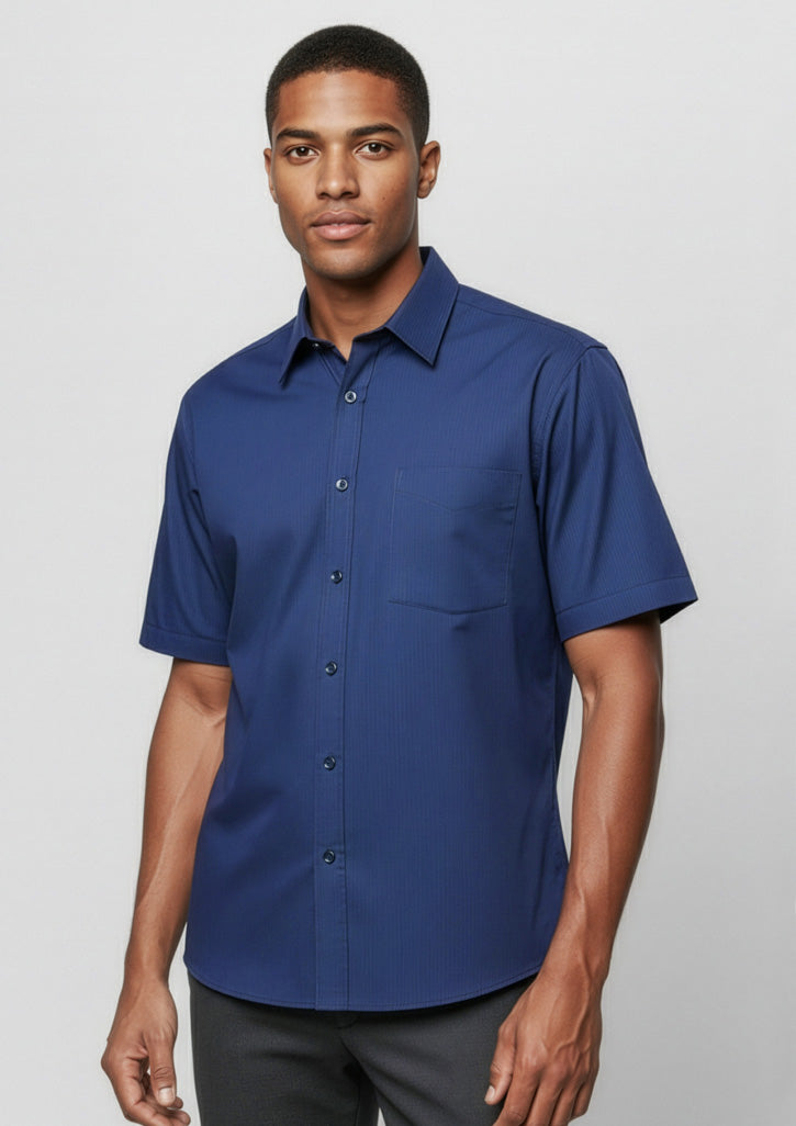Biz Collection Mens Micro Check Short Sleeve Shirt SH817