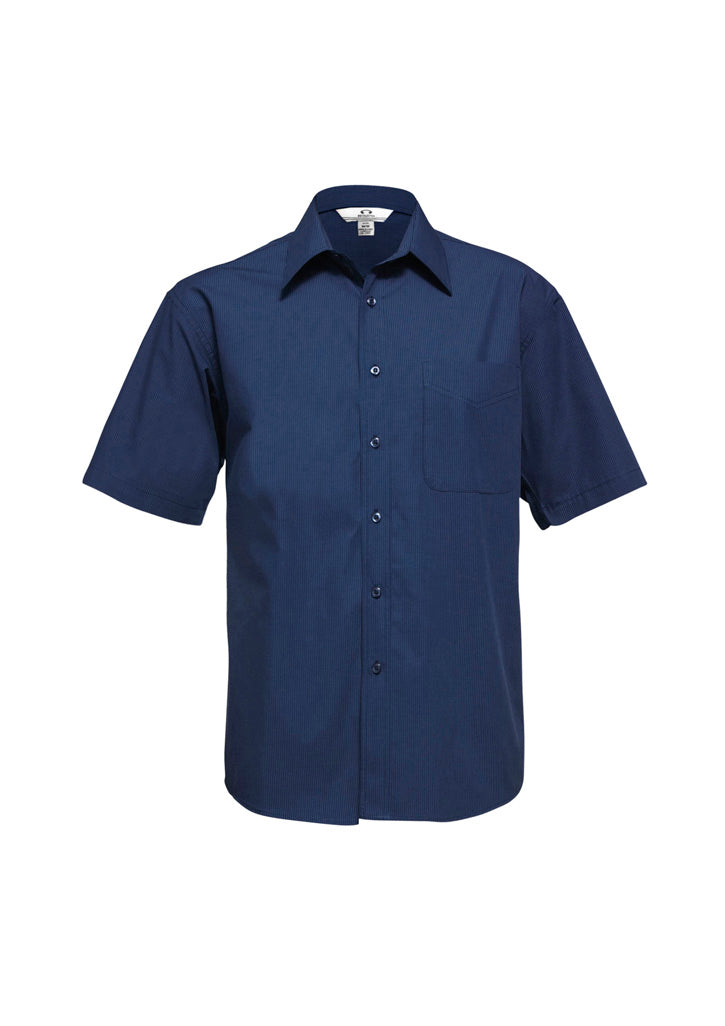 Biz Collection Mens Micro Check Short Sleeve Shirt SH817