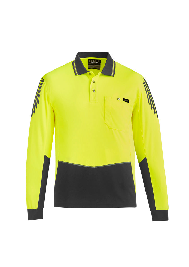Syzmik Mens Hi Vis Flux Long Sleeve Polo ZH310